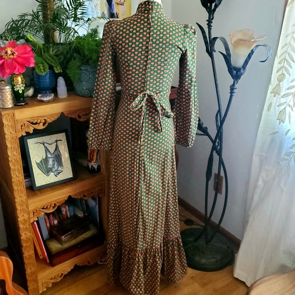 Vintage 70s Green Cottagecore Prairie Dress - Picture 6 of 7